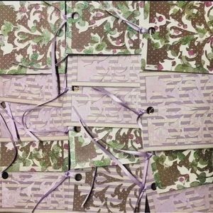 14 pcs Hand Crafted Purple Mint Green Gift Tags Lace Design Notecards Wrappings
